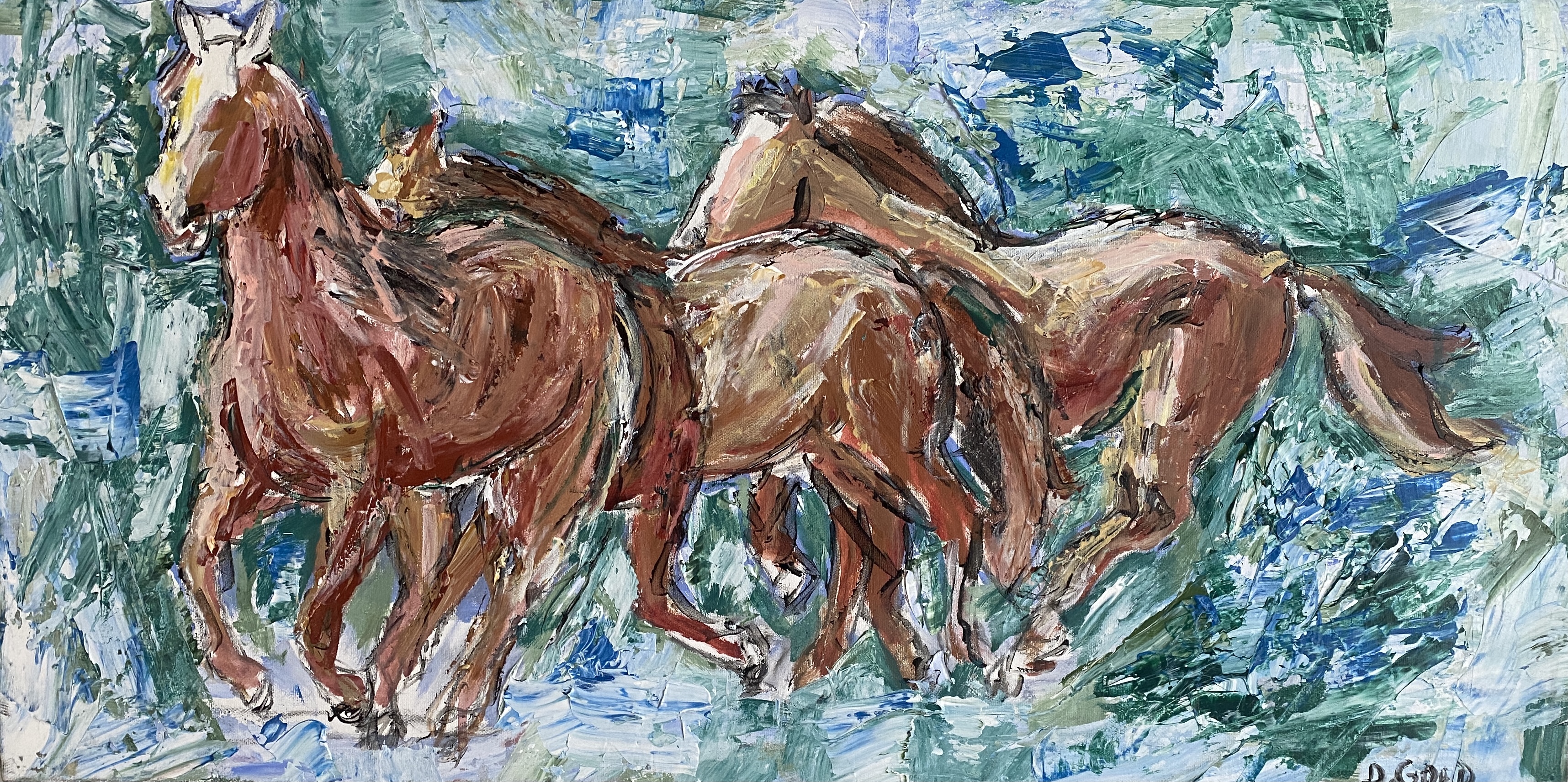 Dancing with Horses • 15" x 30 "